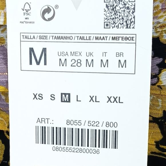 NWT Zara Floral Ruched Mini Dress Size M - Picture 8 of 8